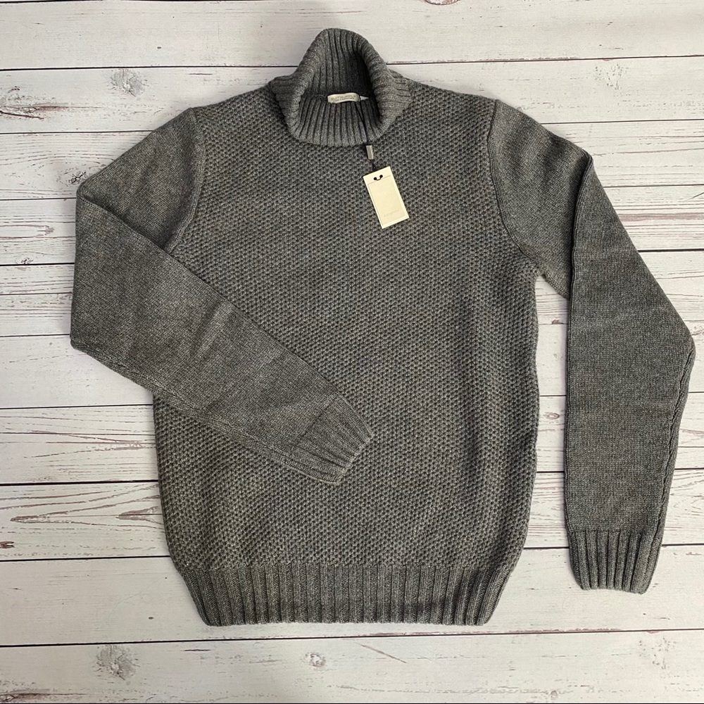 Suitsupply Men's Gray Knit Mock Neck Sweater Size Small Turtle Neck